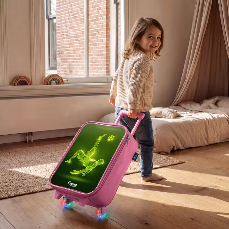 Groene neon omhaal in actie Kinderkoffer - Roze klein -sfeer1
