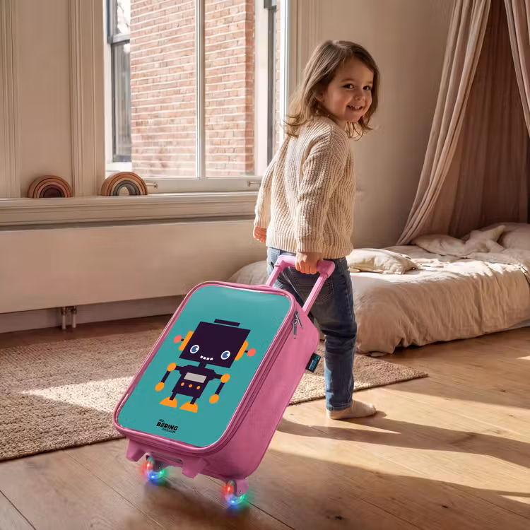 Groene robot Kinderkoffer - Roze klein -sfeer1
