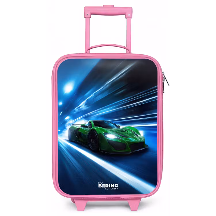 Groene supercar flitst door neonlicht Kinderkoffer - Roze klein -zz3dotto