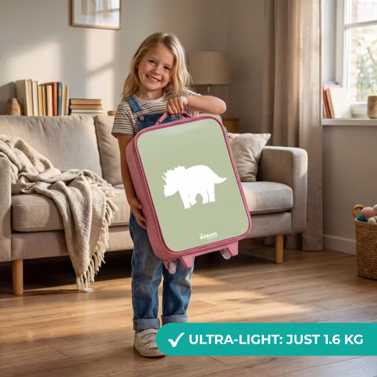 Groen met Triceratops dino Kinderkoffer - Roze klein -sfeer2_EN