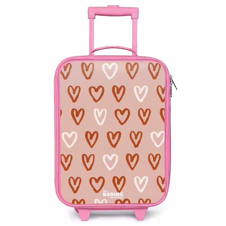 Hartjes patroon in roze en wit Kinderkoffer - Roze klein -zz3dotto