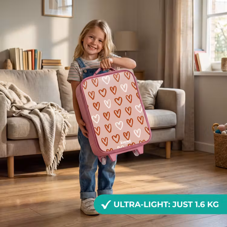 Hartjes patroon in roze en wit Kinderkoffer - Roze klein -sfeer2_EN