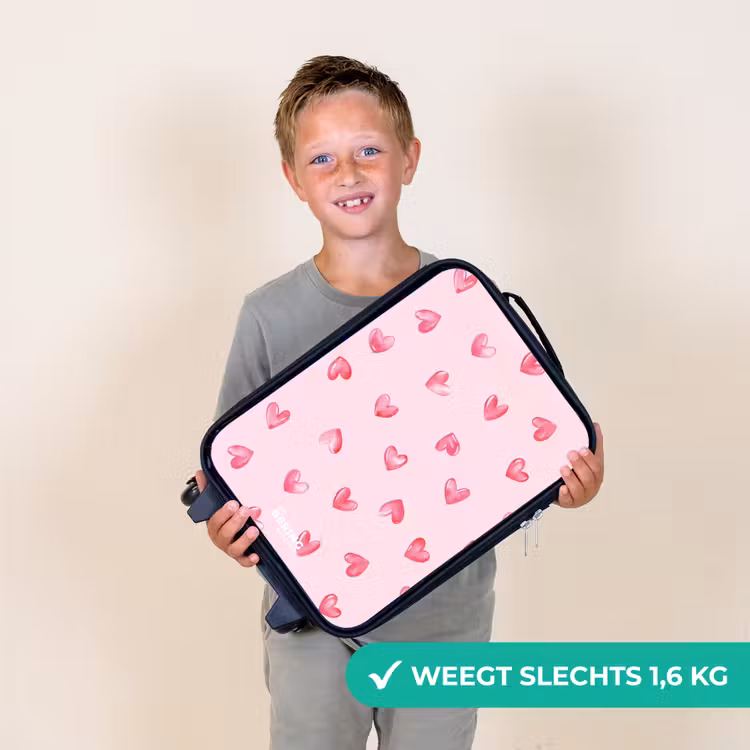 Roze hartjes Kinderkoffer - Zwart klein -sfeer4_NL