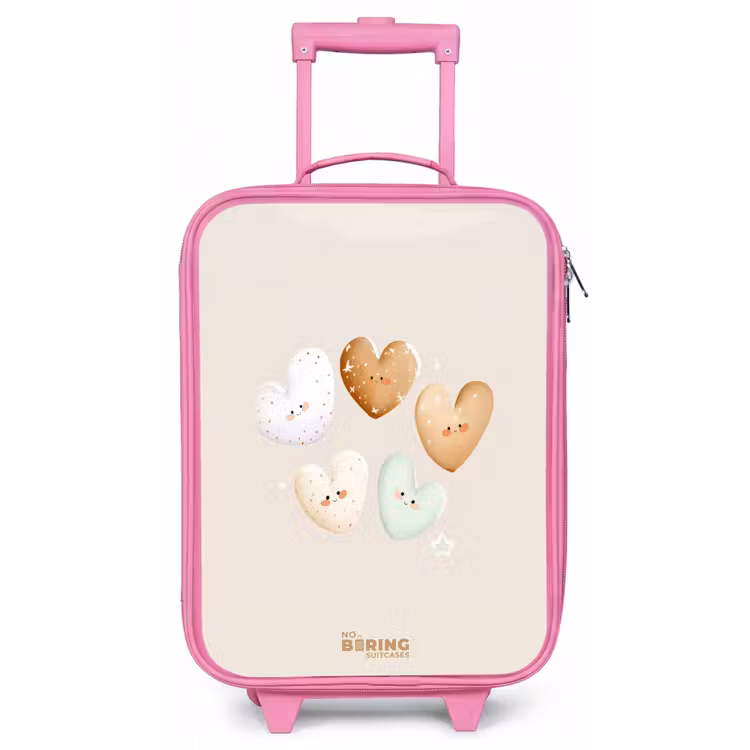 Hartjes in zachte beige tinten Kinderkoffer - Roze klein -zz3dotto