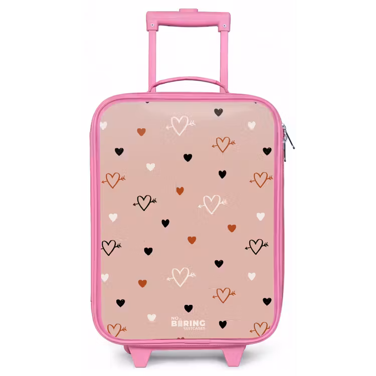 Hartjes met pijlen in zwart, wit en roze Kinderkoffer - Roze klein -zz3dotto