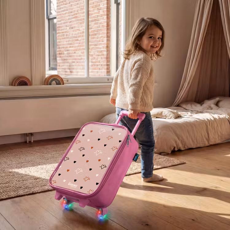 Hartjes met pijlen in zwart, wit en roze Kinderkoffer - Roze klein -sfeer1