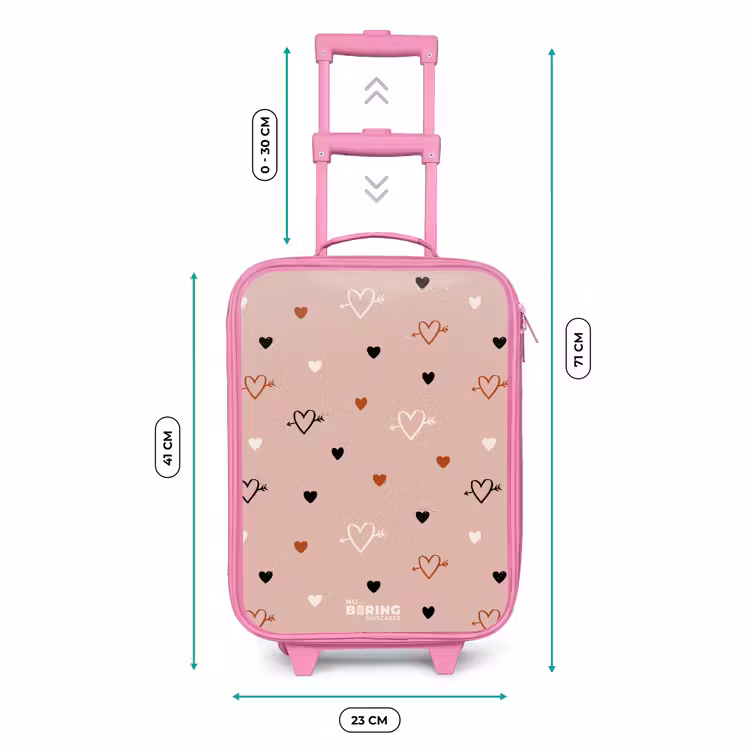 Hartjes met pijlen in zwart, wit en roze Kinderkoffer - Roze klein -productfoto_formaten