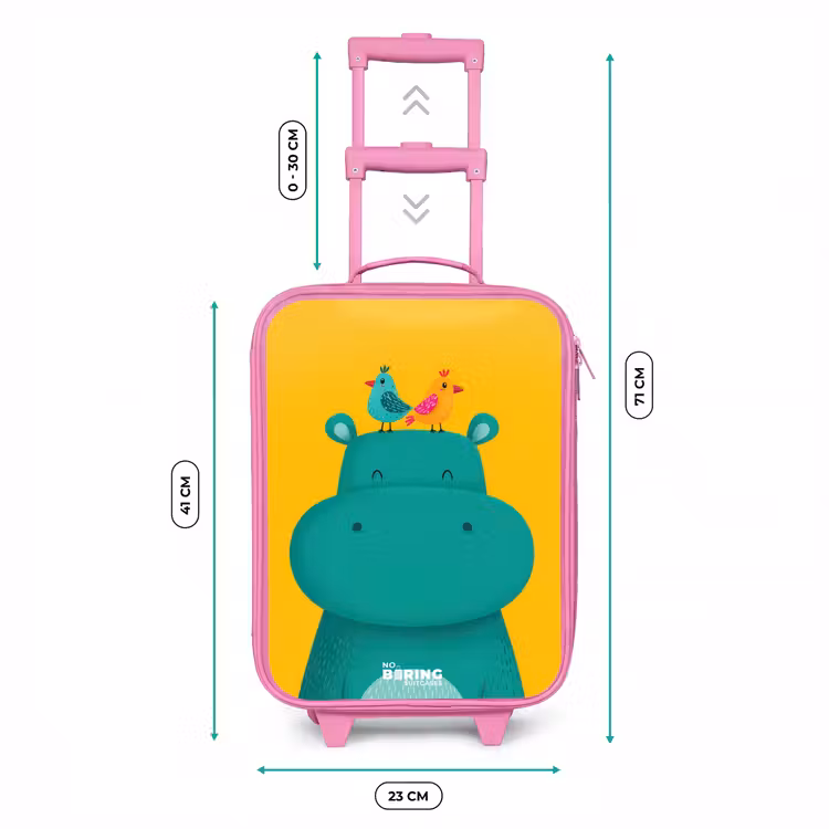 Nijlpaard - Vogels - Geel Kinderkoffer - Roze klein -productfoto_formaten
