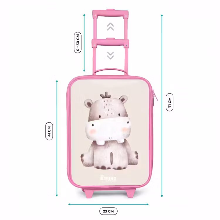 Nijlpaard op beige achtergrond illustratie Kinderkoffer - Roze klein -productfoto_formaten