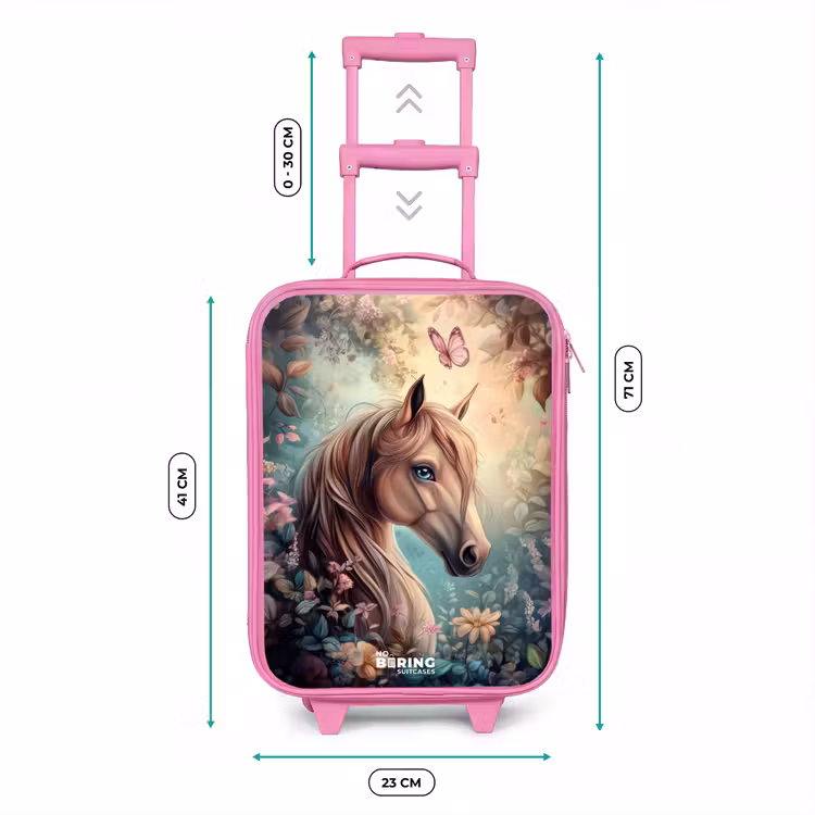 Paard met vlinders in bloementuin Kinderkoffer - Roze klein -productfoto_formaten