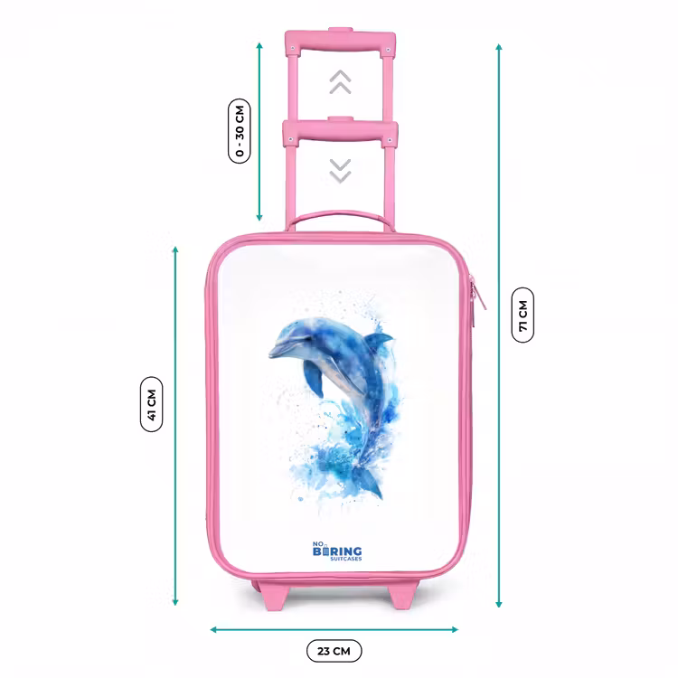 Springende blauwe dolfijn Kinderkoffer - Roze klein -productfoto_formaten