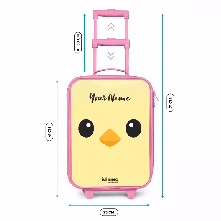 Kawai - Kuiken - Geel Kinderkoffer - Roze klein -productfoto_formaten