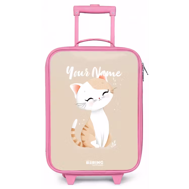 Kitten in de kleuren beige en wit Kinderkoffer - Roze klein -zz3dotto