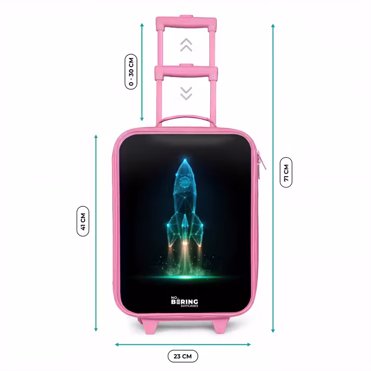 Lancerende raket in neonstijl Kinderkoffer - Roze klein -productfoto_formaten
