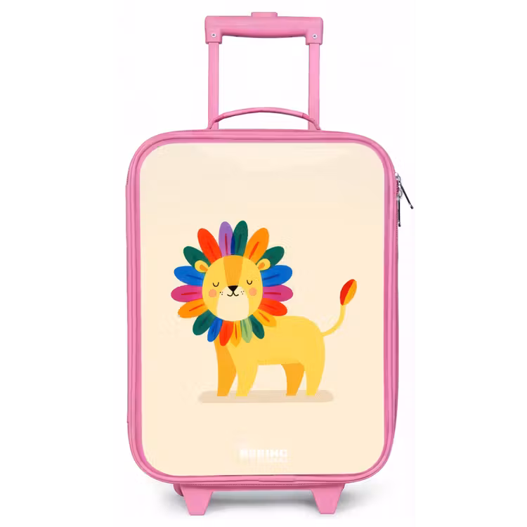 Leeuw - Manen - Kleurrijk Kinderkoffer - Roze klein -zz3dotto
