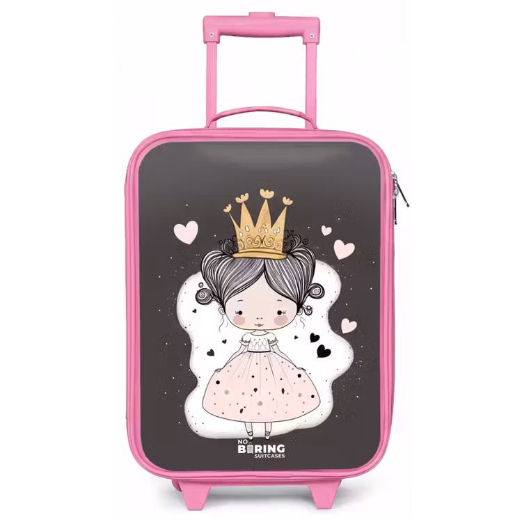 Kleine prinses op zwarte achtergrond Kinderkoffer - Roze klein -zz3dotto