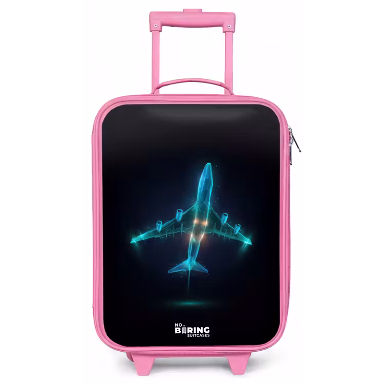 Lichtgevend vliegtuig Kinderkoffer - Roze klein -zz3dotto
