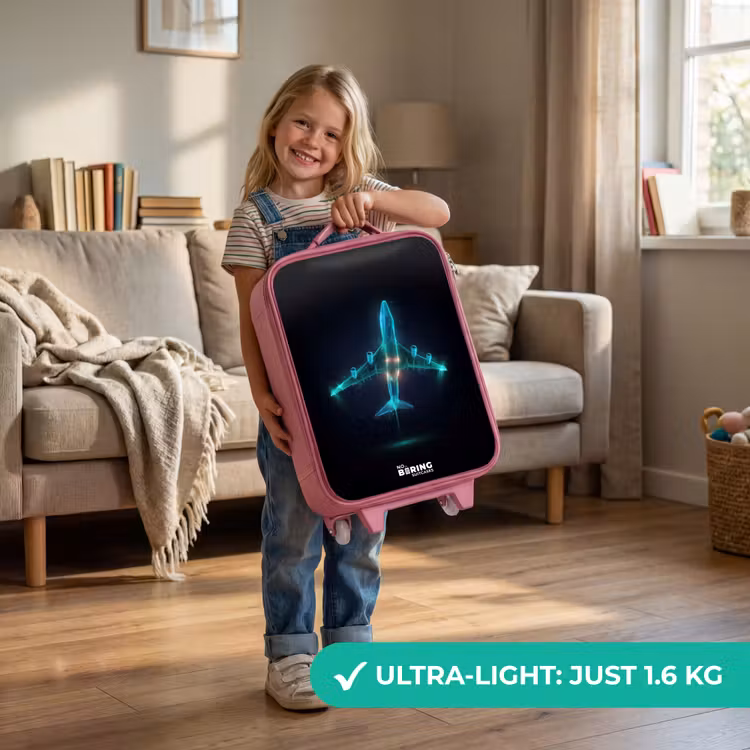 Lichtgevend vliegtuig Kinderkoffer - Roze klein -sfeer2_EN
