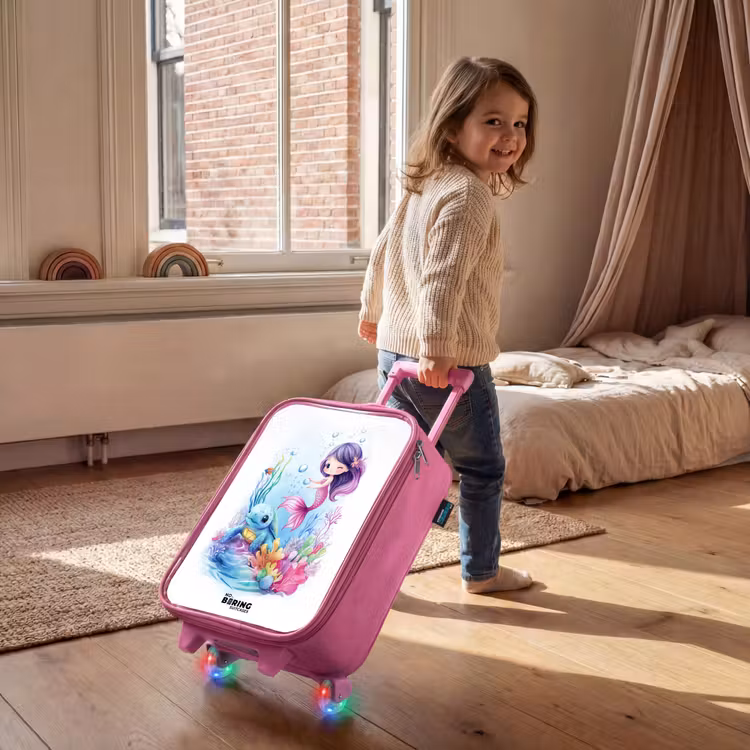 Zeemeermin met blauw schildpad tussen koraal Kinderkoffer - Roze klein -sfeer1
