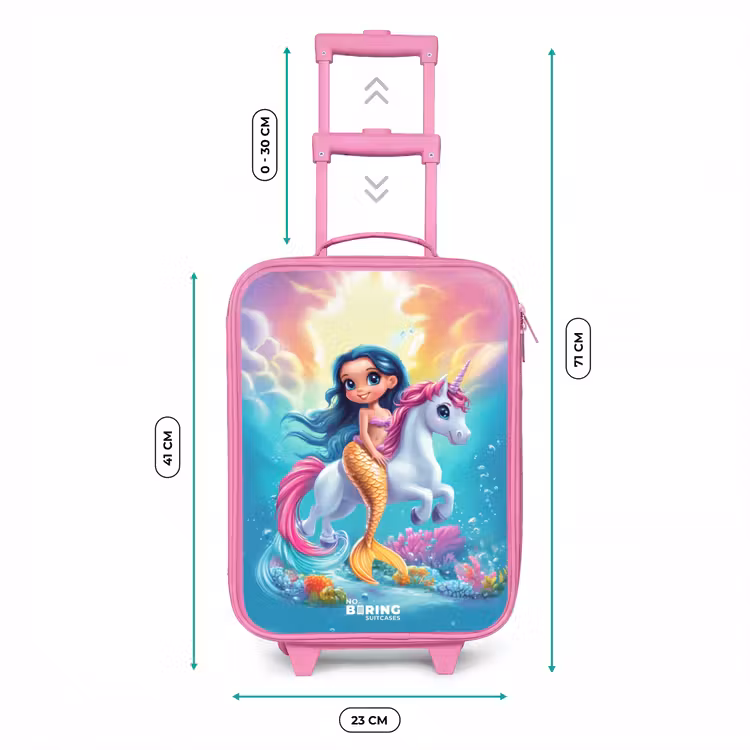 Zeemeermin met gouden staart met een witte eenhoorn Kinderkoffer - Roze klein -productfoto_formaten