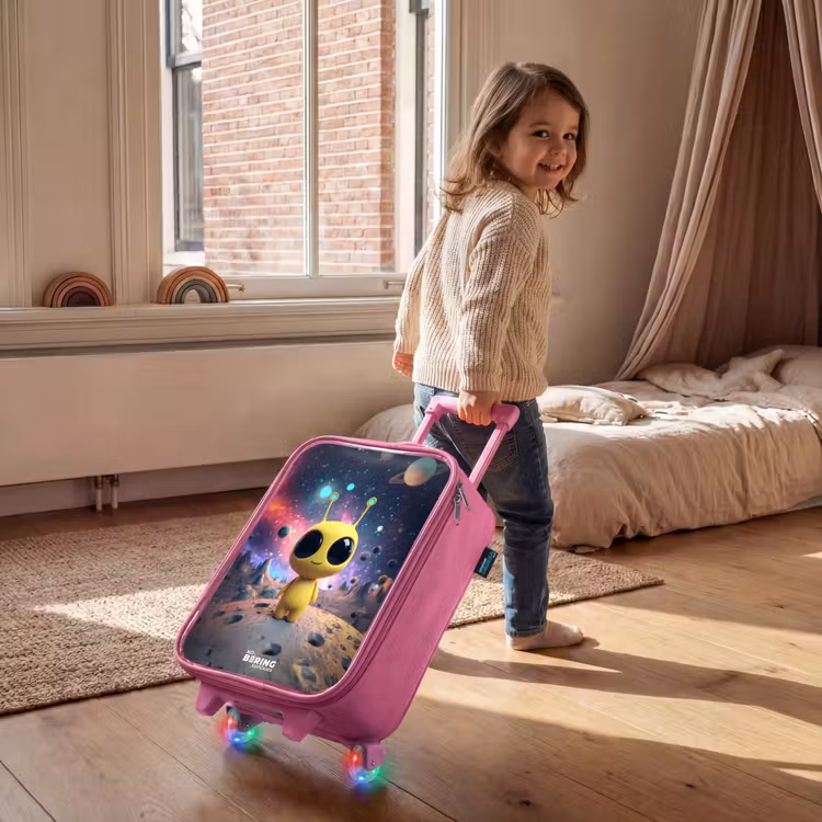 Vrolijk buitenaards wezentje Kinderkoffer - Roze klein -sfeer1