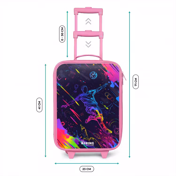Neon actievolle voetbalspeler Kinderkoffer - Roze klein -productfoto_formaten
