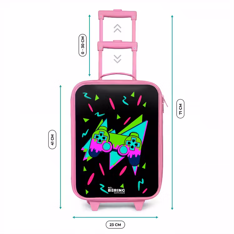 Neon controller op zwart Kinderkoffer - Roze klein -productfoto_formaten