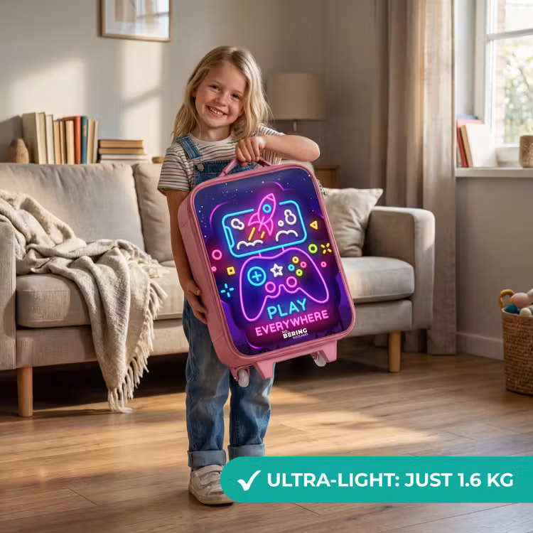 Neonillustratie met een controller Kinderkoffer - Roze klein -sfeer2_EN