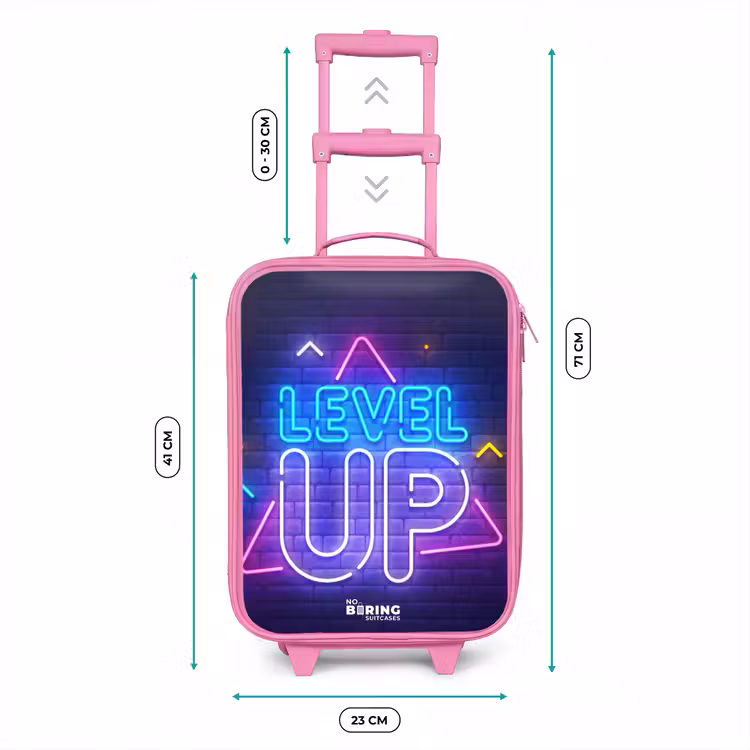 Neonletters op een bakstenen muur Kinderkoffer - Roze klein -productfoto_formaten