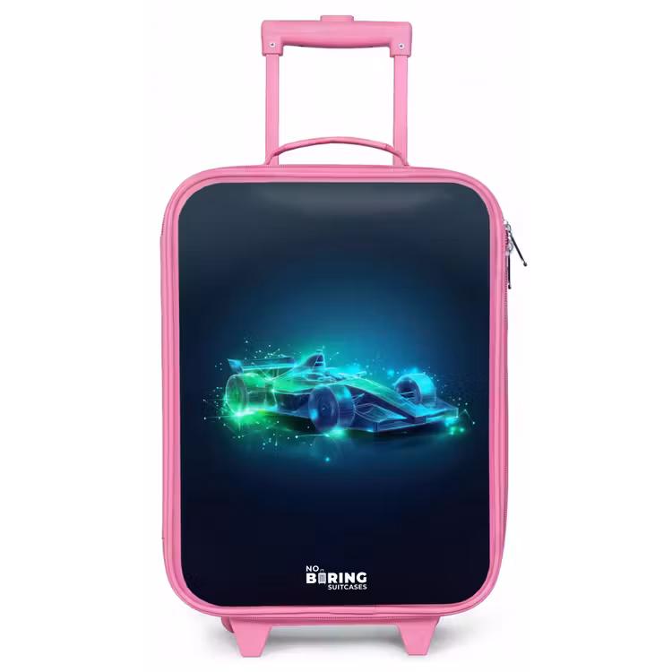 Neon racewagen in digitale stijl Kinderkoffer - Roze klein -zz3dotto