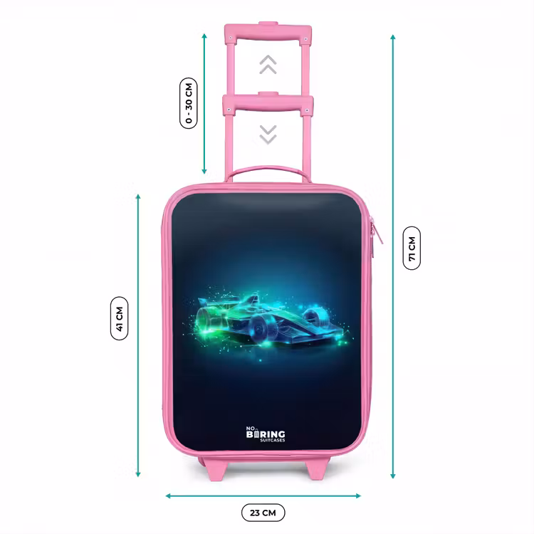 Neon racewagen in digitale stijl Kinderkoffer - Roze klein -productfoto_formaten