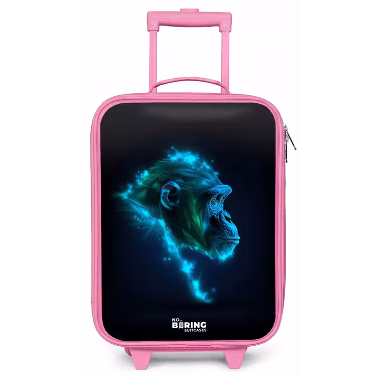 Neon silhouet van een chimpansee Kinderkoffer - Roze klein -zz3dotto