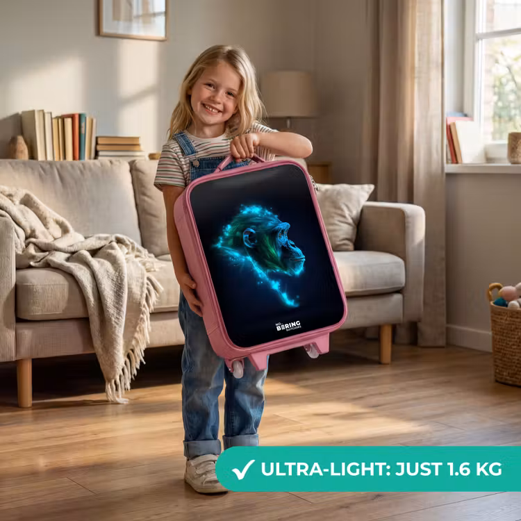 Neon silhouet van een chimpansee Kinderkoffer - Roze klein -sfeer2_EN