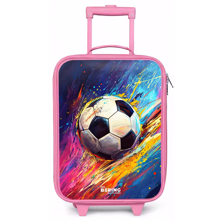 Neon - Voetbal - Kleurrijk Kinderkoffer - Roze klein -zz3dotto