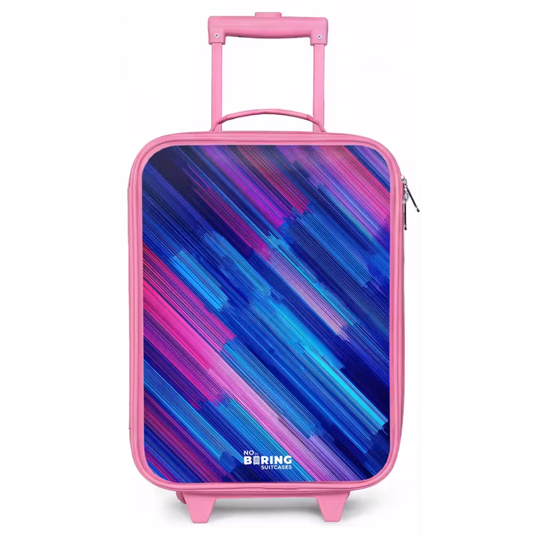 Neon - Strepen - Abstract - Blauw - Roze Kinderkoffer - Roze klein -zz3dotto