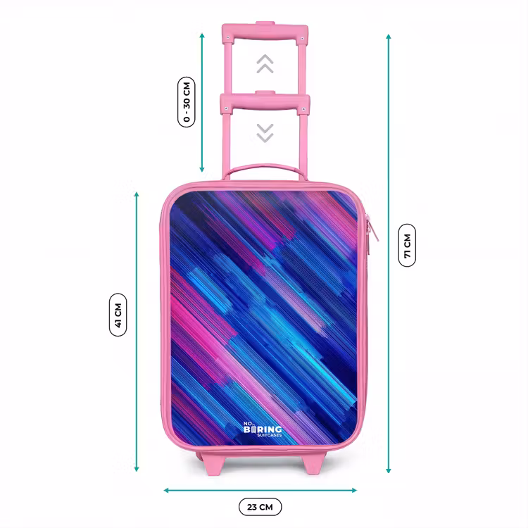 Neon - Strepen - Abstract - Blauw - Roze Kinderkoffer - Roze klein -productfoto_formaten