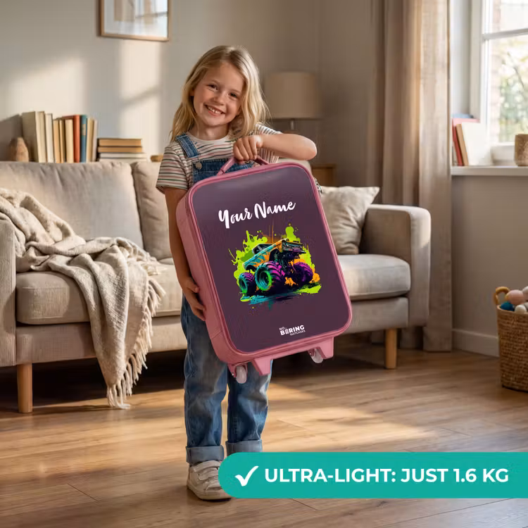 Neon Wheels Kinderkoffer - Roze klein -sfeer2_EN