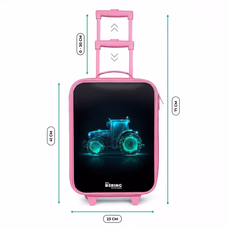 Neontractor op zwarte ondergrond Kinderkoffer - Roze klein -productfoto_formaten