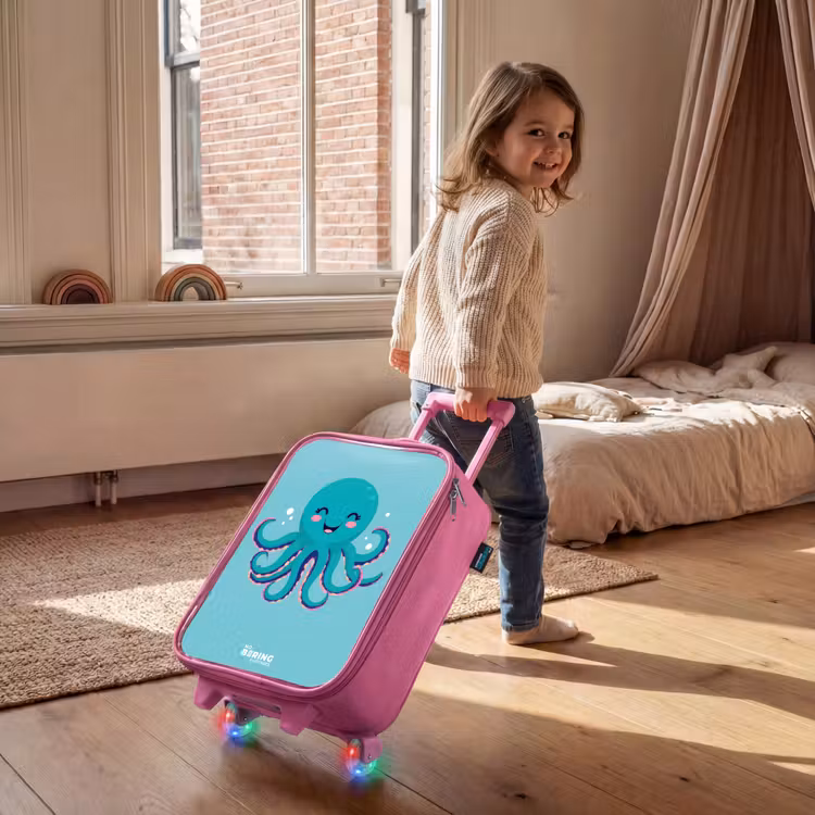 Octopus - Water - Blauw Kinderkoffer - Roze klein -sfeer1