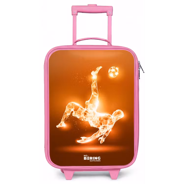 Oranje lichtvoetballer in zweefmoment Kinderkoffer - Roze klein -zz3dotto