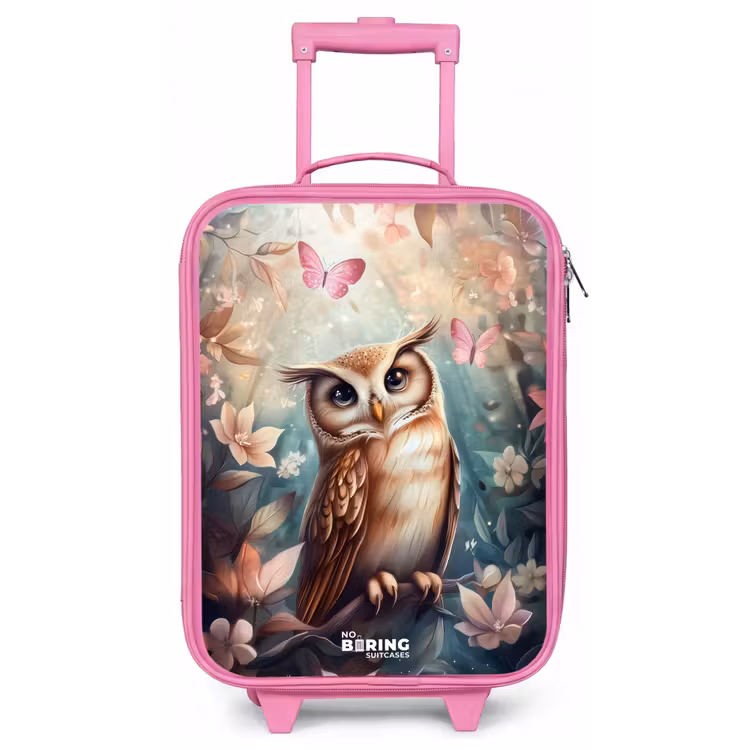 Uil met vlinders in mystiek bos Kinderkoffer - Roze klein -zz3dotto