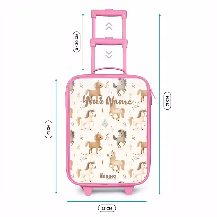Patroon van veulens in beige en bruin kleuren Kinderkoffer - Roze klein -productfoto_formaten