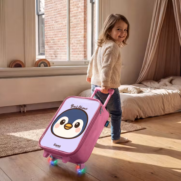 Pinguïn Kinderkoffer - Roze klein -sfeer1