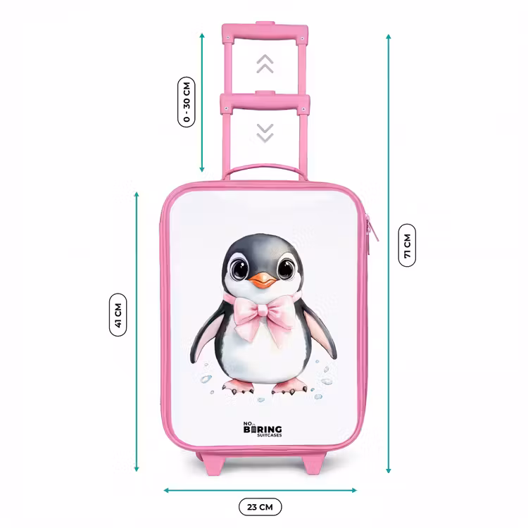 Pinguïn met roze strik en ijsdruppels Kinderkoffer - Roze klein -productfoto_formaten