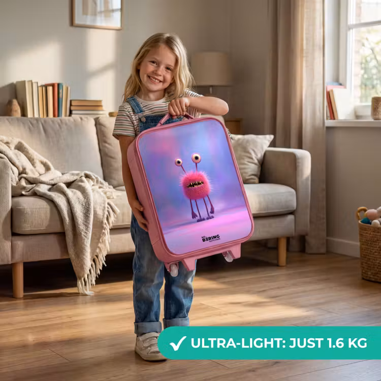 Roze harig monster met grote ogen Kinderkoffer - Roze klein -sfeer2_EN
