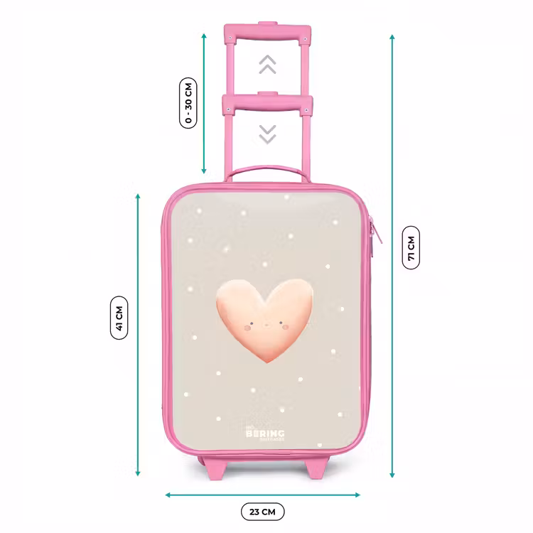 Roze hart omringd door beige stippen Kinderkoffer - Roze klein -productfoto_formaten