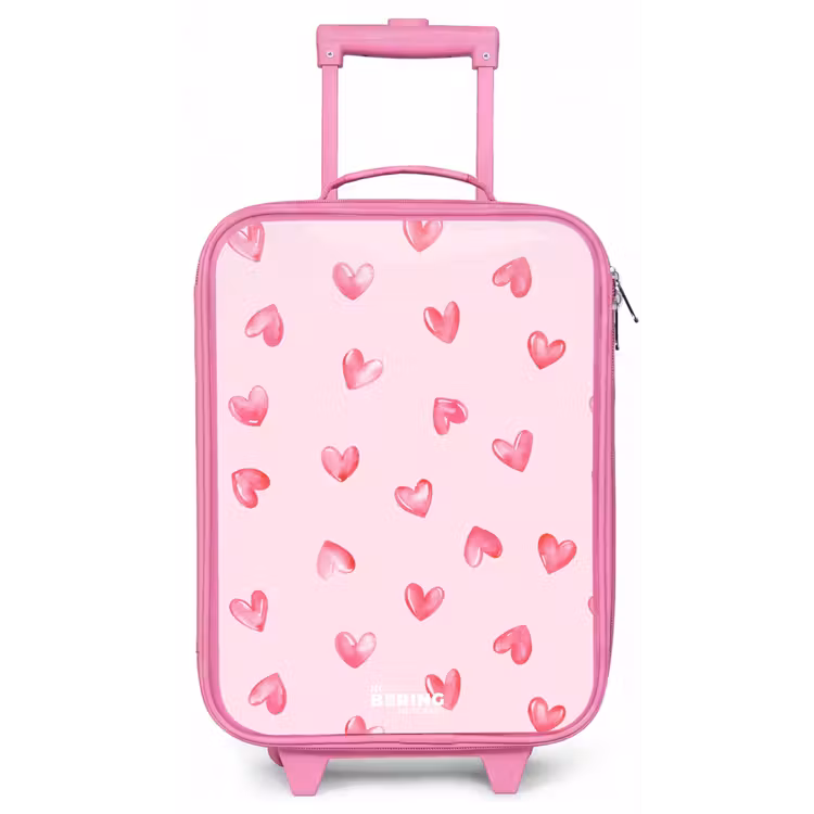 Roze hartjes Kinderkoffer - Roze klein -zz3dotto
