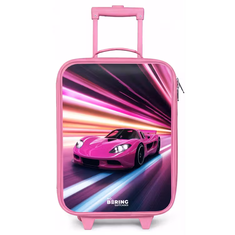 Roze raceauto flitst door neonlicht Kinderkoffer - Roze klein -zz3dotto