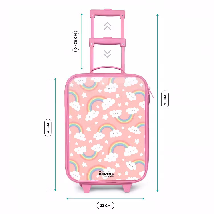 Roze met regenboog patroon Kinderkoffer - Roze klein -productfoto_formaten