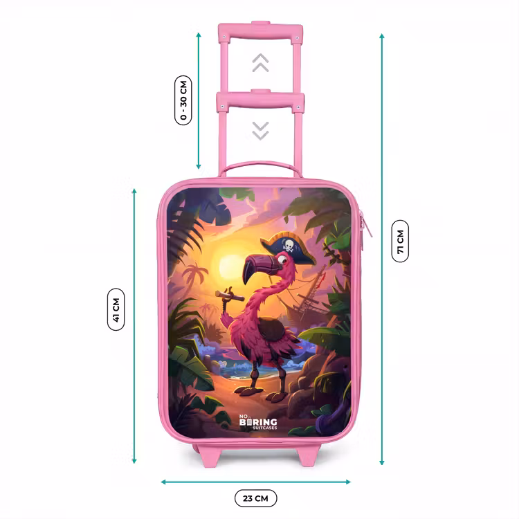 Piraten flamingo op een tropisch pad Kinderkoffer - Roze klein -productfoto_formaten